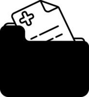 Medical Folder icon in black and white color. vector