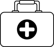 Black outline illustration of First aid box icon. vector