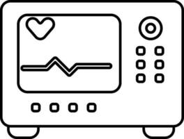 Black line art illustration of ECG Machine Icon. vector
