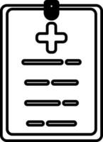 Medical Document Paper on Clipboard Icon in thin line. vector