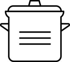 Cooking pot icon in black line art. vector