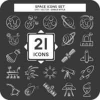 Icon Set Space. related to Education symbol. chalk Style. simple design editable. simple illustration vector