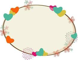 Round frame with heart and floral design. vector