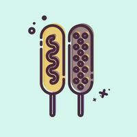 Icon Corn Dog. related to Amusement Park symbol. MBE style. simple design editable. simple illustration vector