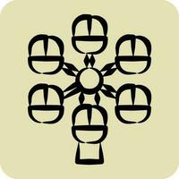 Icon Pherris Wheel. related to Amusement Park symbol. hand drawn style. simple design editable. simple illustration vector