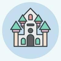 Icon Haunted House. related to Amusement Park symbol. color mate style. simple design editable. simple illustration vector