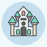 Icon Haunted House. related to Amusement Park symbol. color mate style. simple design editable. simple illustration vector