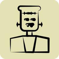 Icon Frankenstein. suitable for Halloween symbol. hand drawn style. simple design editable. design template vector