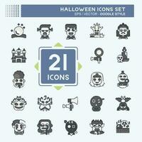 Icon Set Halloween. related to Celebration symbol. doodle style. simple design editable. simple illustration vector