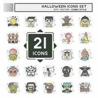 Icon Set Halloween. related to Celebration symbol. comic style. simple design editable. simple illustration vector