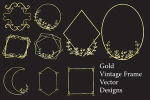 Set of Gold Vintage Frame Wreath Vector Design, Holiday Bokeh Background