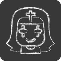 Icon Nun. related to Halloween symbol. chalk Style. simple design editable. simple illustration vector