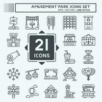 Icon Set Amusement Park. related to Celebration symbol. line style. simple design editable. simple illustration vector