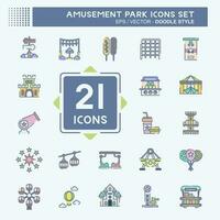 Icon Set Amusement Park. related to Celebration symbol. doodle style. simple design editable. simple illustration vector