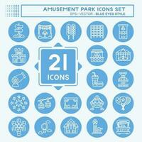 Icon Set Amusement Park. related to Celebration symbol. blue eyes style. simple design editable. simple illustration vector