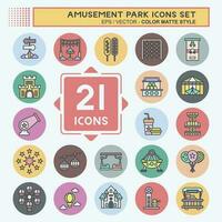 Icon Set Amusement Park. related to Celebration symbol. color mate style. simple design editable. simple illustration vector