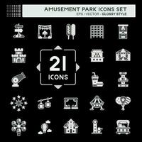 Icon Set Amusement Park. related to Celebration symbol. glossy style. simple design editable. simple illustration vector