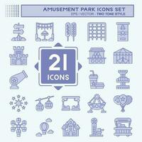 Icon Set Amusement Park. related to Celebration symbol. two tone style. simple design editable. simple illustration vector