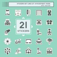 Sticker line cut Set Amusement Park. related to Celebration symbol. simple design editable. simple illustration vector