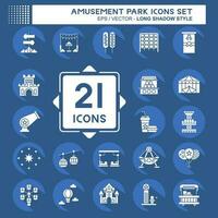 Icon Set Amusement Park. related to Celebration symbol. long shadow style. simple design editable. simple illustration vector