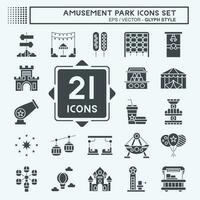 Icon Set Amusement Park. related to Celebration symbol. glyph style. simple design editable. simple illustration vector