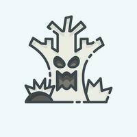 Icon Death Tree. related to Halloween symbol. doodle style. simple design editable. simple illustration vector