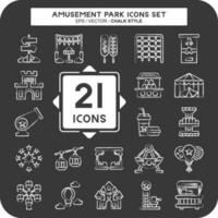 Icon Set Amusement Park. related to Celebration symbol. chalk Style. simple design editable. simple illustration vector