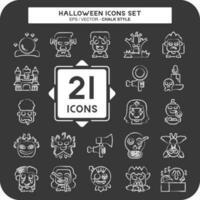Icon Set Halloween. related to Celebration symbol. chalk Style. simple design editable. simple illustration vector