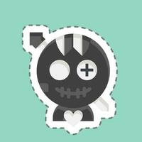 Sticker line cut Voodoo Doll. related to Halloween symbol. simple design editable. simple illustration vector