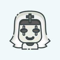 Icon Nun. related to Halloween symbol. doodle style. simple design editable. simple illustration vector