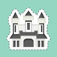 Sticker line cut Castle. related to Halloween symbol. simple design editable. simple illustration vector