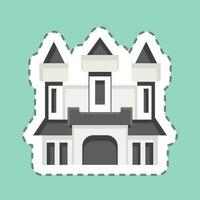 Sticker line cut Castle. related to Halloween symbol. simple design editable. simple illustration vector