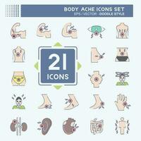 Icon Set Body Ache. related to Healthy symbol. doodle style. simple design editable. simple illustration vector