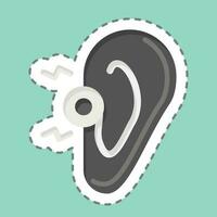 Sticker line cut Ear. related to Body Ache symbol. simple design editable. simple illustration vector