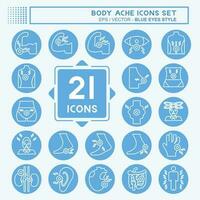 Icon Set Body Ache. related to Healthy symbol. blue eyes style. simple design editable. simple illustration vector