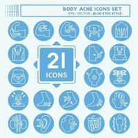 Icon Set Body Ache. related to Healthy symbol. blue eyes style. simple design editable. simple illustration vector