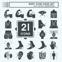 Icon Set Body Ache. related to Healthy symbol. glyph style. simple design editable. simple illustration vector