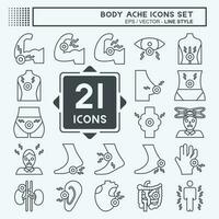 Icon Set Body Ache. related to Healthy symbol. line style. simple design editable. simple illustration vector