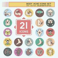 Icon Set Body Ache. related to Healthy symbol. color mate style. simple design editable. simple illustration vector