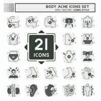 Icon Set Body Ache. related to Healthy symbol. comic style. simple design editable. simple illustration vector