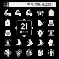 Icon Set Body Ache. related to Healthy symbol. glossy style. simple design editable. simple illustration vector