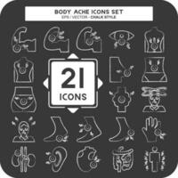 Icon Set Body Ache. related to Healthy symbol. chalk Style. simple design editable. simple illustration vector