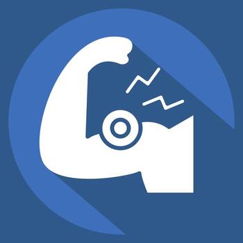 icono bíceps. relacionado a cuerpo dolor símbolo. largo sombra estilo. sencillo diseño editable. sencillo ilustración vector