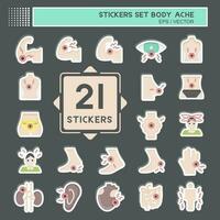 Sticker Set Body Ache. related to Healthy symbol. simple design editable. simple illustration vector