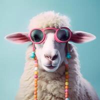 Fashionable sheep with eyeglasses. photo