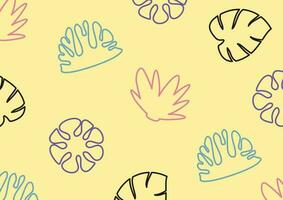Summer background with attractive color patterns of leaves, plants and flowers icons. vector for banners, greeting cards, social media, gift wrapping.
