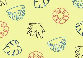 Summer background with attractive color patterns of leaves, plants and flowers icons. vector for banners, greeting cards, social media, gift wrapping.