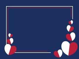 American national holiday background in blue, white, red colors with heart icon. design for banner, greeting card, invitation, social media, web. vector