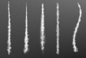 Plane contrails, smoke trail of jet or rocket vector