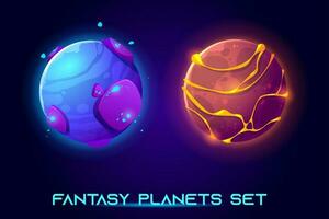 Fantastic space planets for ui galaxy game vector